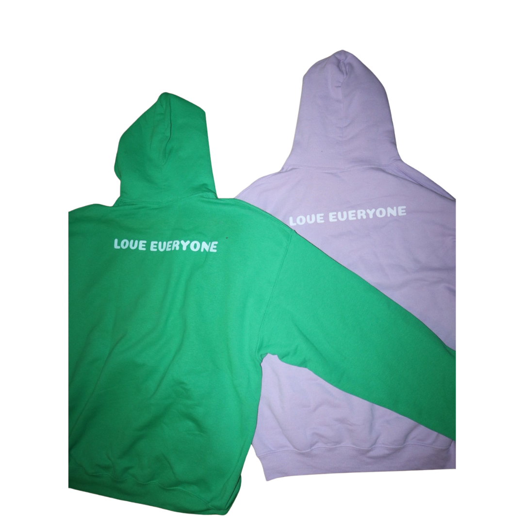 Love Everyone Hoodies, green and  purple