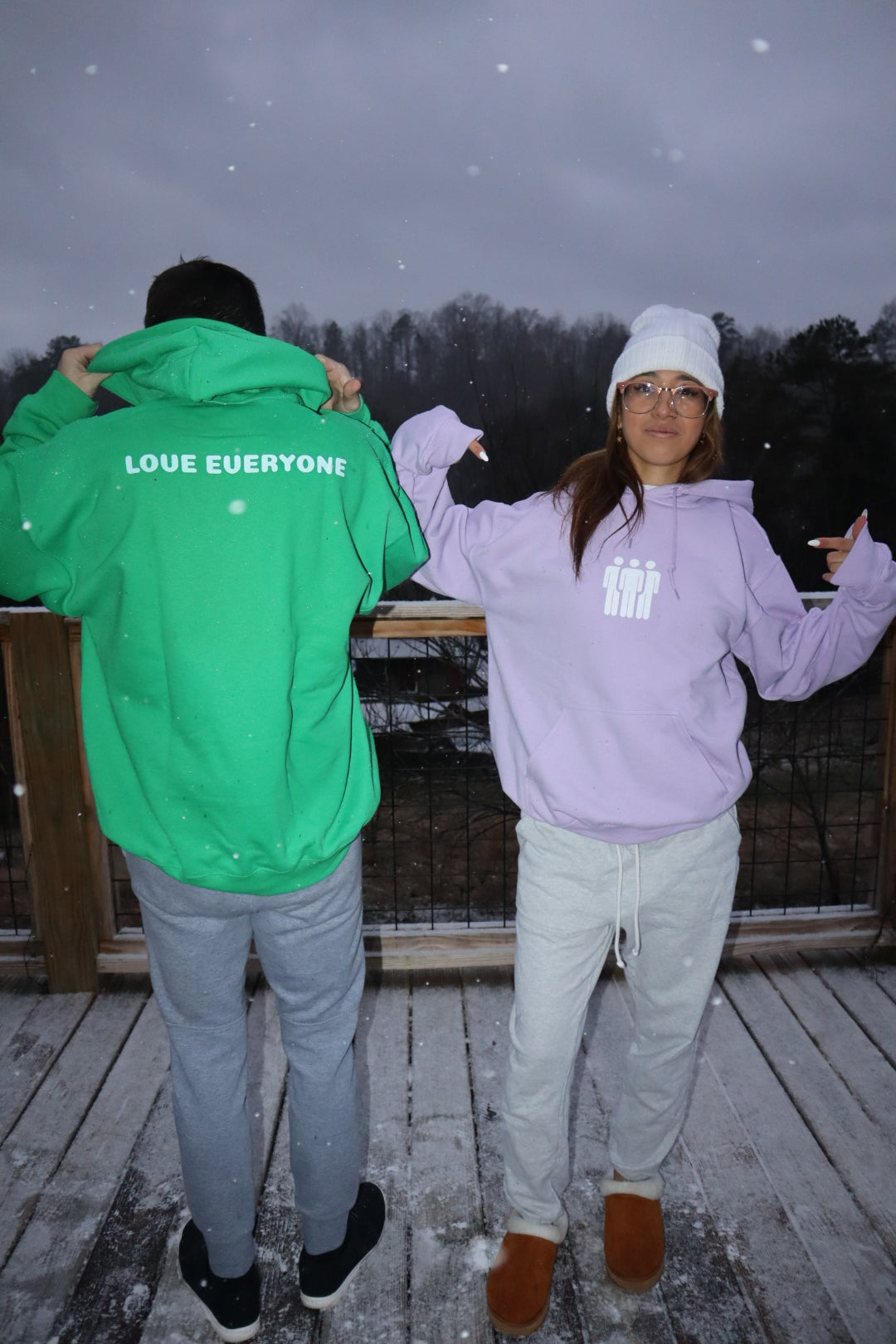 Love Everyone Hoodies, green and  purple