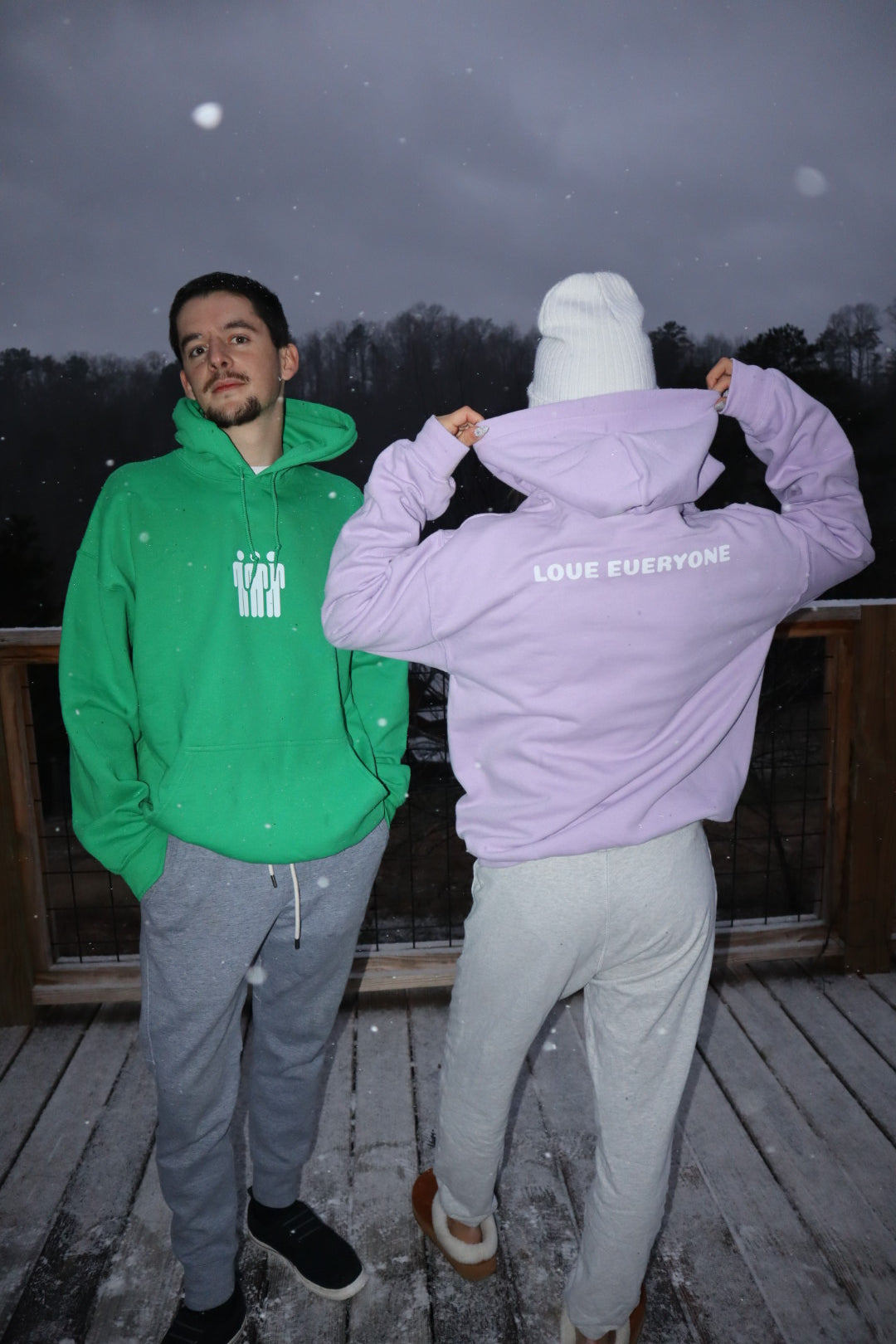 Love Everyone Hoodies, green and  purple