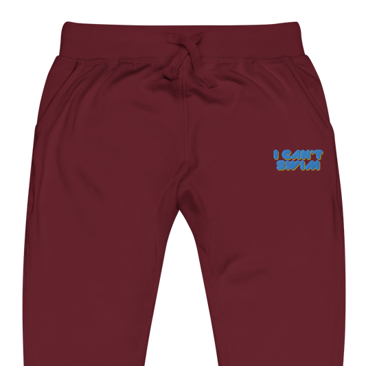 I can't swim maroon sweatpants