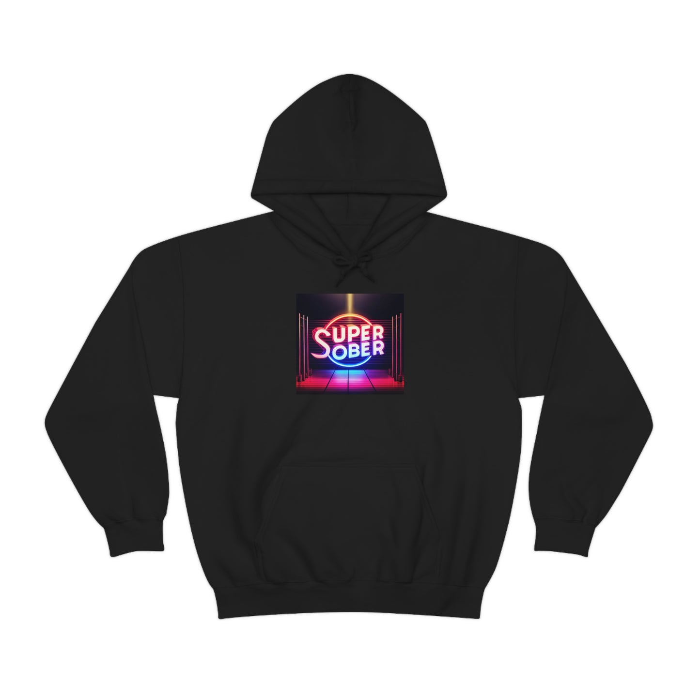 Super Sober Vibrant Design Black Hoodie